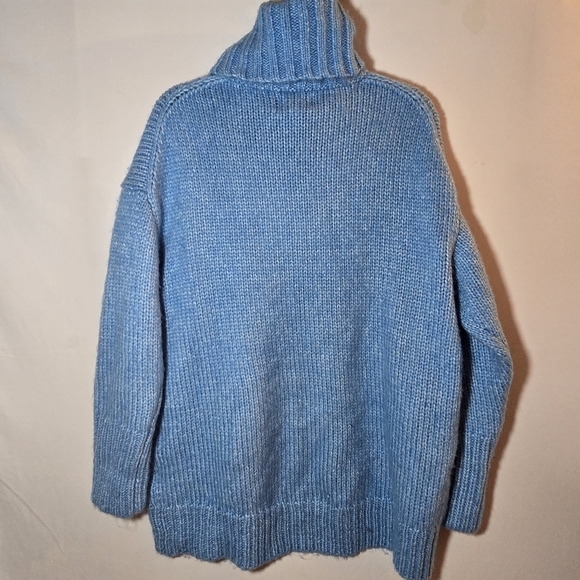 American Eagle Oversized Super Soft Knit Blue Turtleneck Sweater, sz M - Picture 6 of 8